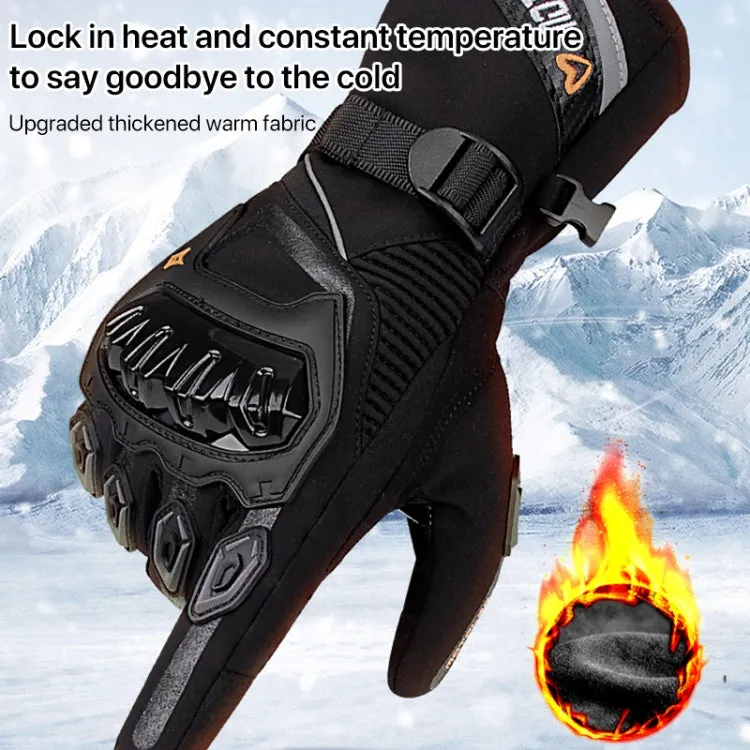 1-Pair MOTOLSG Motorcycle Riding Waterproof Winter Warm Gloves, Size:L(Black)