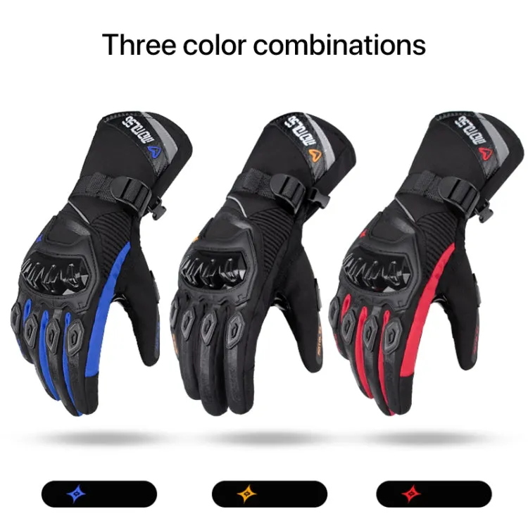 1-Pair MOTOLSG Motorcycle Riding Waterproof Winter Warm Gloves, Size:M(Black)