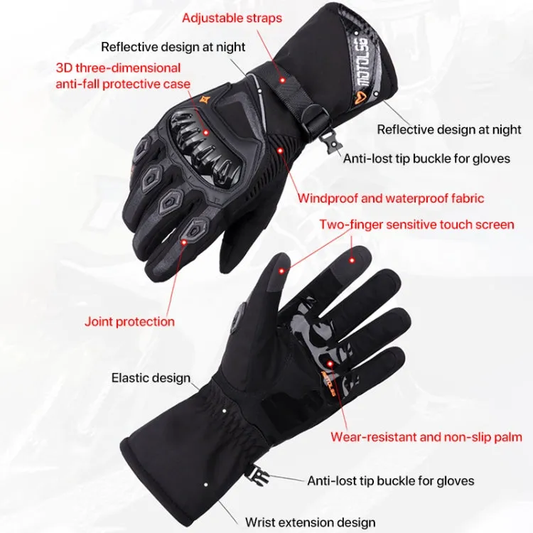 1-Pair MOTOLSG Motorcycle Riding Waterproof Winter Warm Gloves, Size:XXL(Black Red)