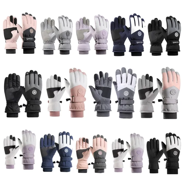 1 Pair Outdoor Cycling Sports Cold and Windproof Warm Finger Gloves, Style: Female Type (Gray Pink)