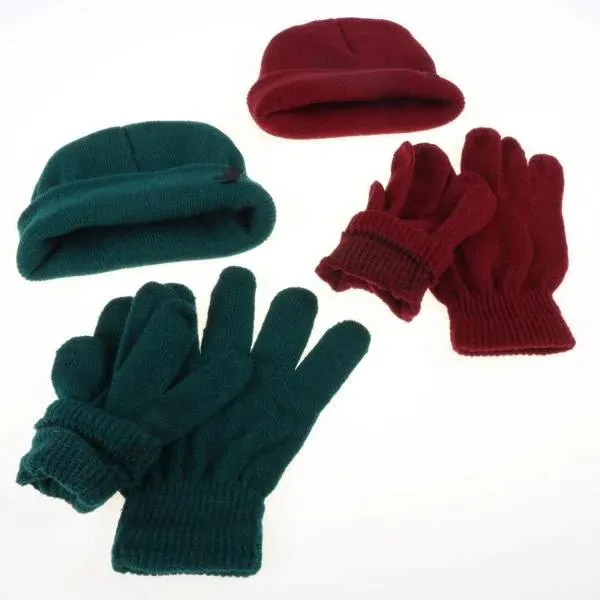 2pk Kids Beanie & Gloves Set School Colours