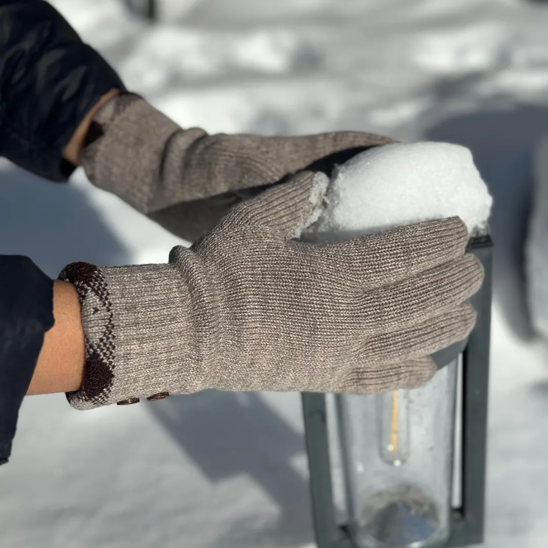 Beige Double Layer Gloves