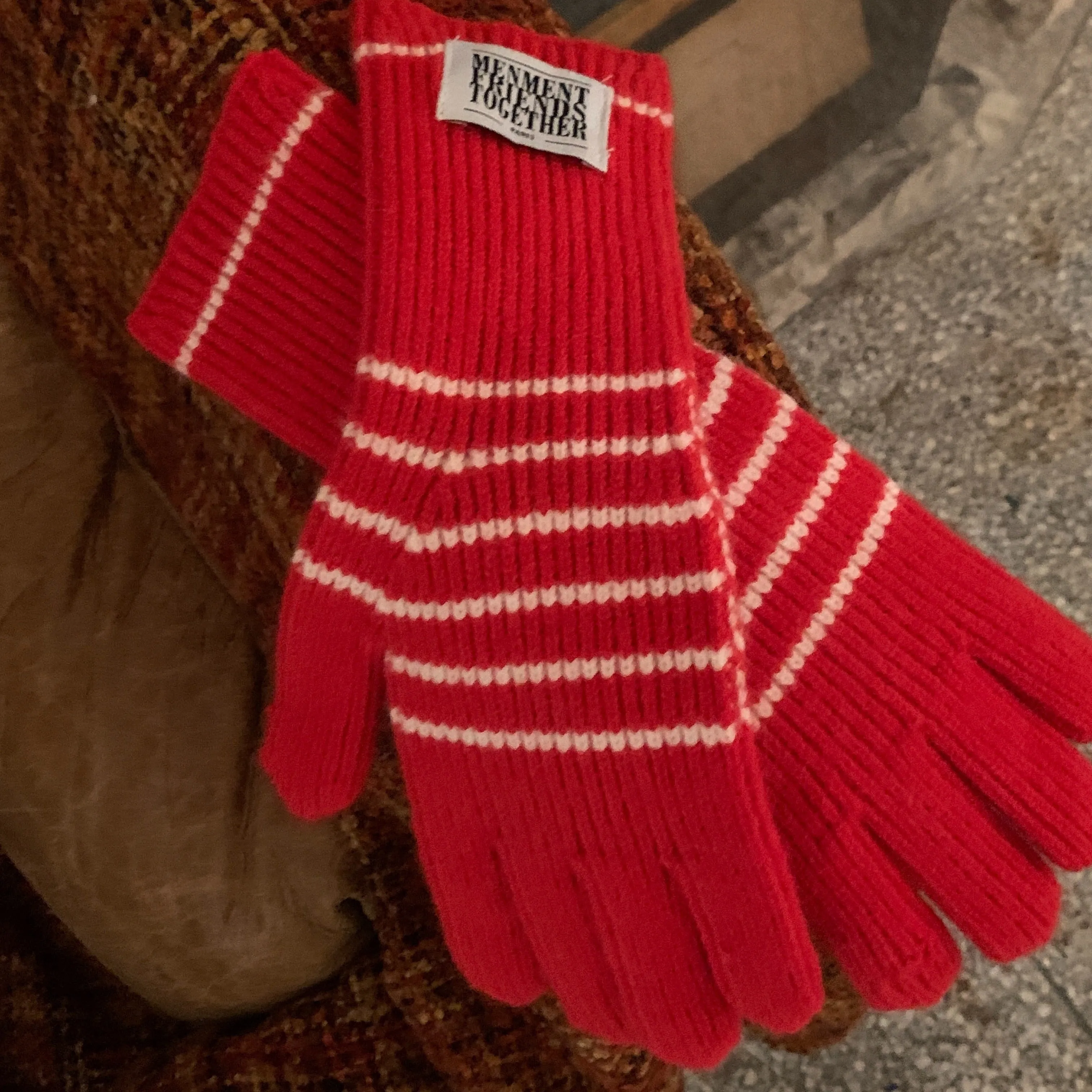 Cozy Striped Knit Gloves For Women - Touchscreen Compatible, Thick & Warm Full Finger Mittens With Elastic Fit