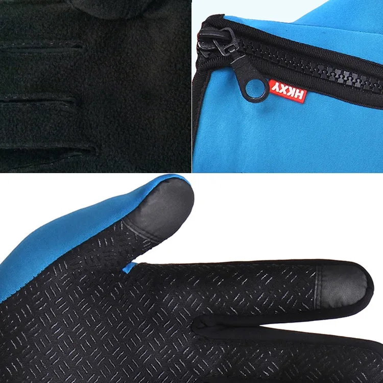 Cycling Gloves Full Finger Neoprene PU Breathable Leather Warm Winter Outdoor Sports Gloves(Black)