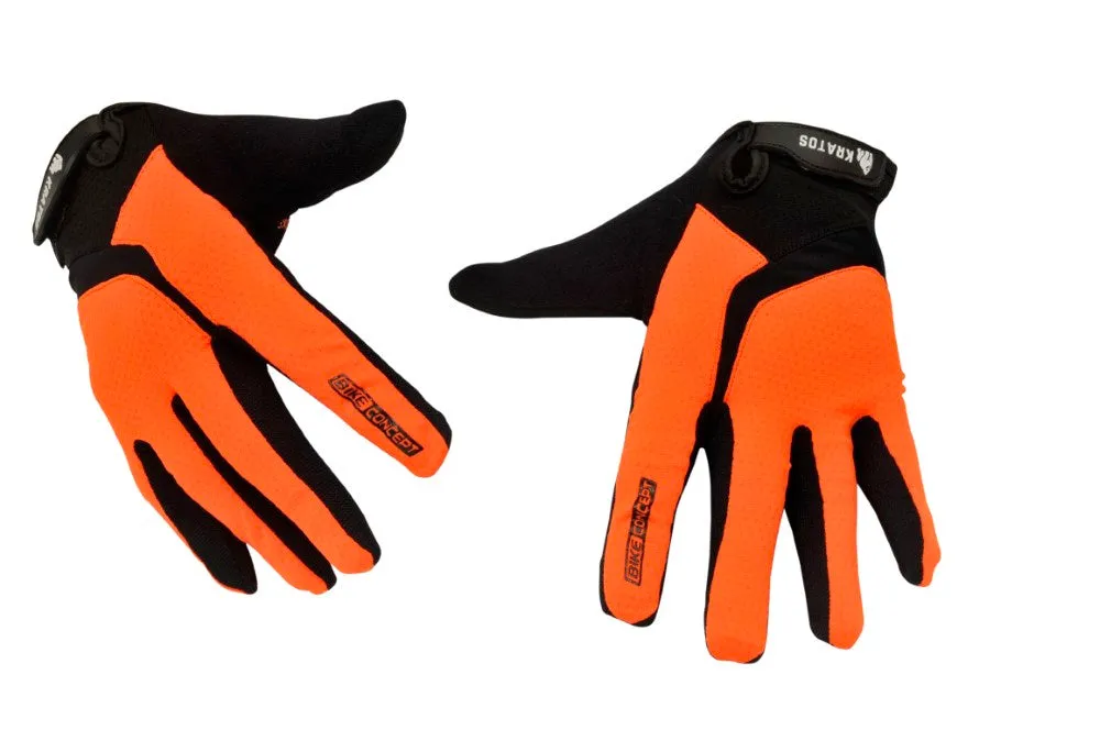 Enduro MTB Orange Full Finger Gloves For Women & Men | Anti-Slip | Touchscreen