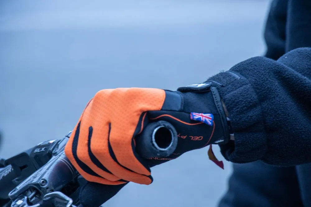 Enduro MTB Orange Full Finger Gloves For Women & Men | Anti-Slip | Touchscreen