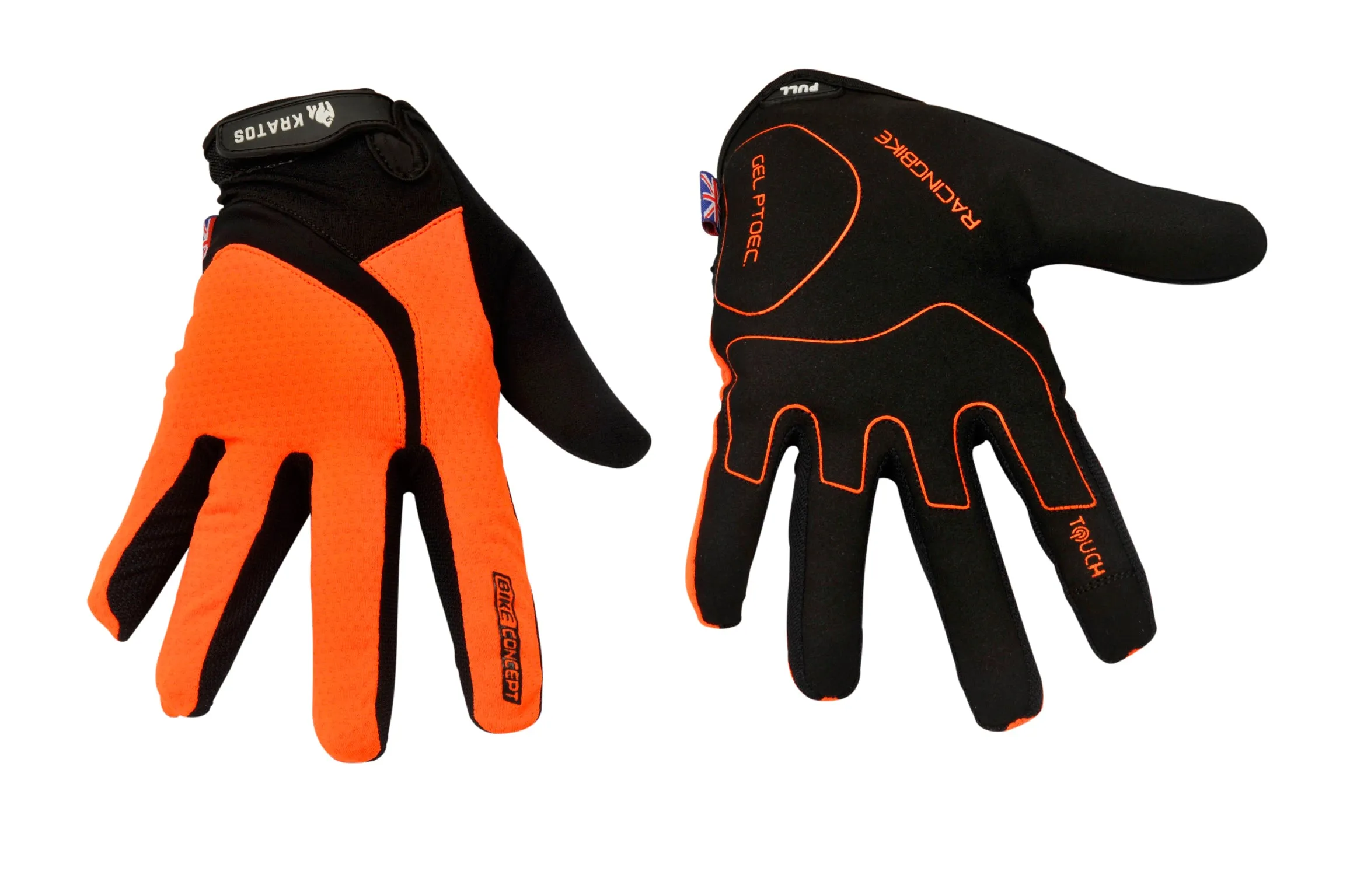 Enduro MTB Orange Full Finger Gloves For Women & Men | Anti-Slip | Touchscreen