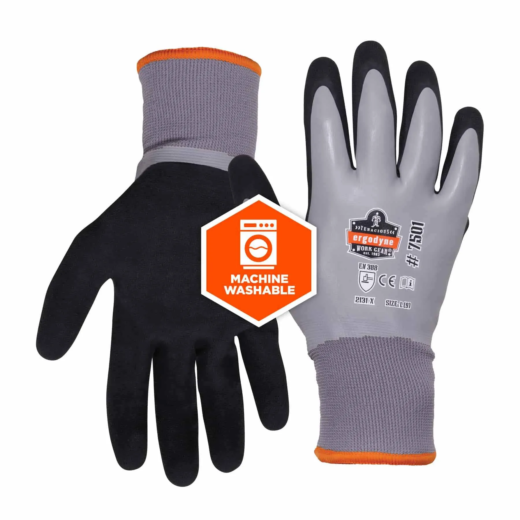 Ergodyne 17933 7501-CASE M Gray Coated Waterproof Winter Gloves 144-Pair