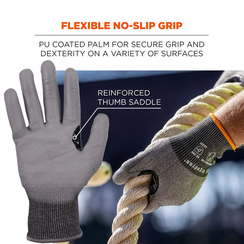 Ergodyne 18072 #7071 1-pair S Gray ANSI A7 PU Coated CR Gloves