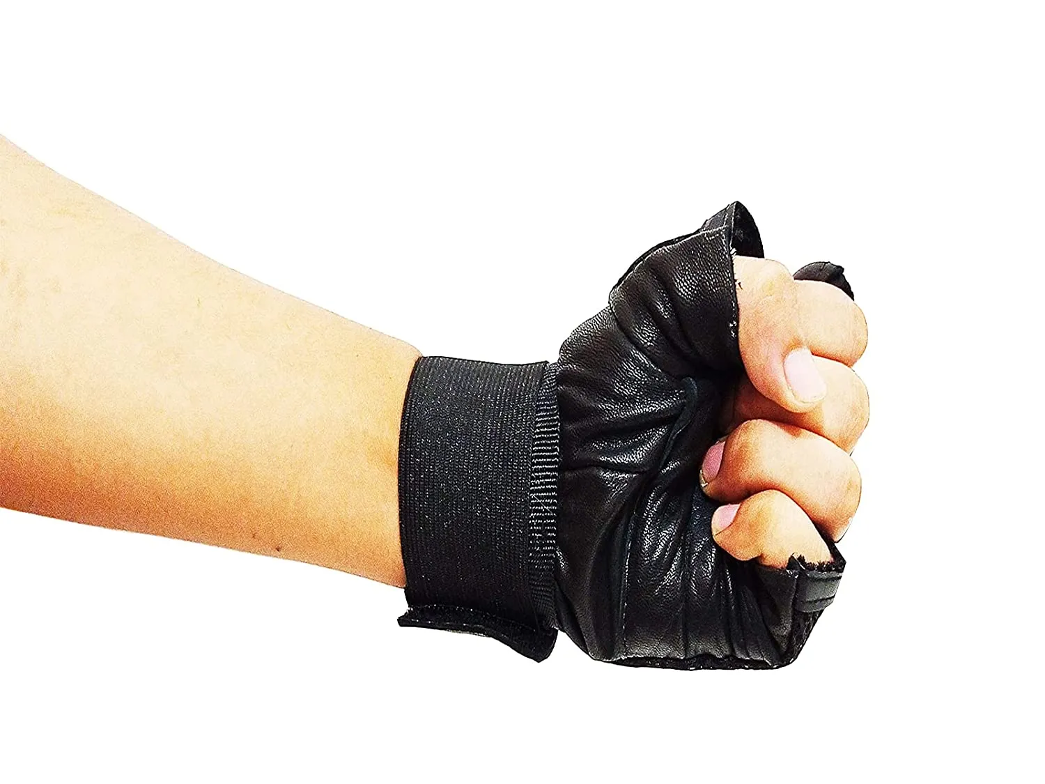 Finger Cut Pure leather with Mesh Gloves, Half Finger Glove for Sports, Hiking, Cycling, Travelling, Camping, Driving, Outdoor for Men/Women