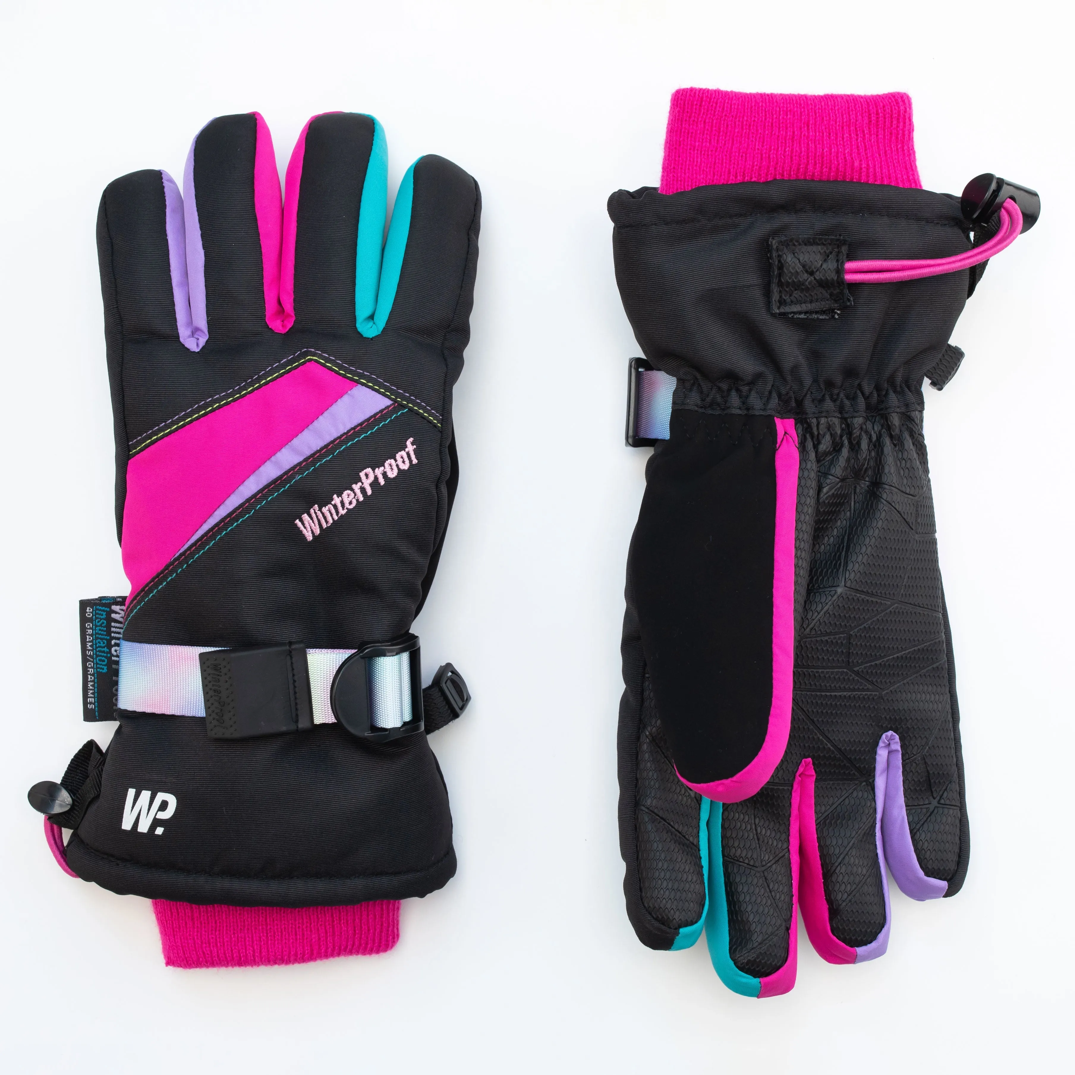 Girl's Black Colour Block Gloves