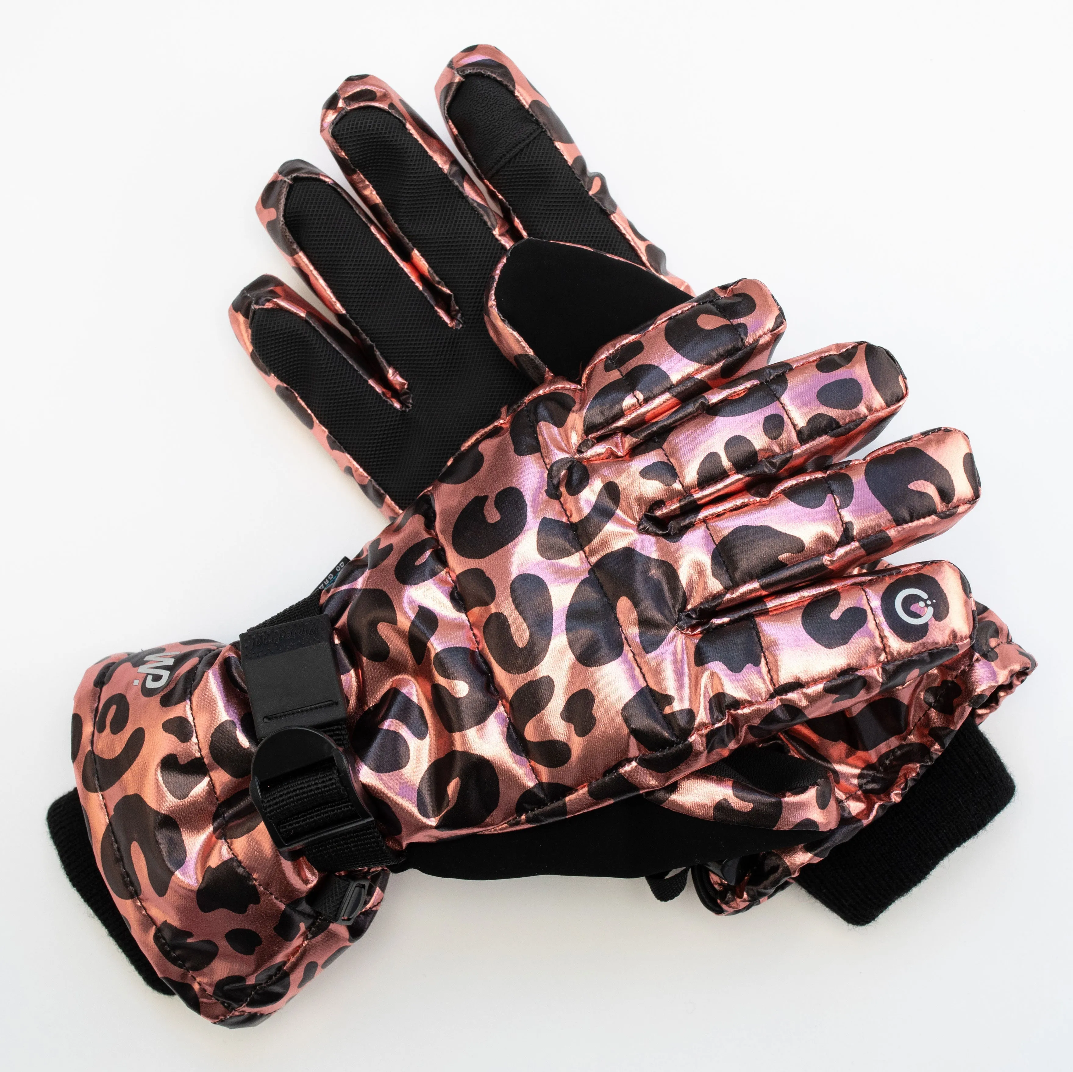 Girl's Rose Gold Leopard Foil Gloves