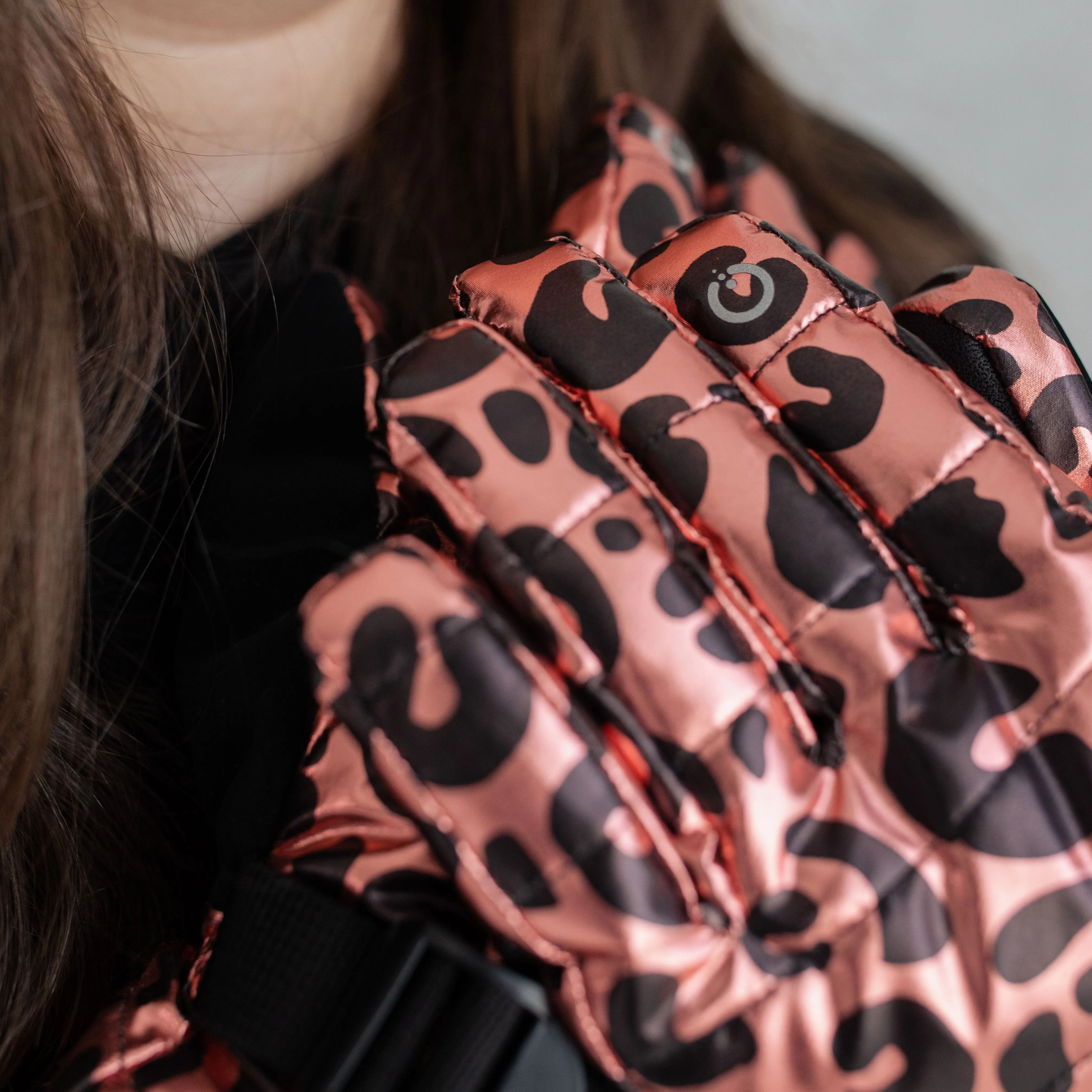 Girl's Rose Gold Leopard Foil Gloves