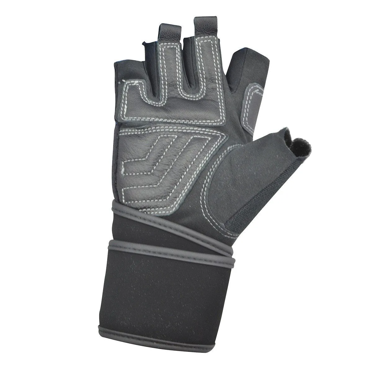 Half Finger Leather Padded Weight lifting Gloves with Wrist Wrap