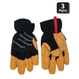 Handyman Hand Protection Work Gloves, Easy on Wide Cuffs, Thicker Knuckle Padding (3 pairs)