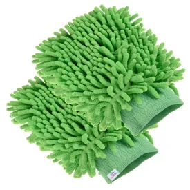 Heart Home Chenille Mitts|Microfiber Cleaning Gloves|Inside Waterproof Cloth Gloves|100 Gram Weighted Hand Duster|Chenille Gloves for Car|Glass|Pack of 2 (Green)