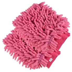 Heart Home Chenille Mitts|Microfiber Cleaning Gloves|Inside Waterproof Cloth Gloves|100 Gram Weighted Hand Duster|Chenille Gloves for Car|Glass|Pack of 2 (Pink)