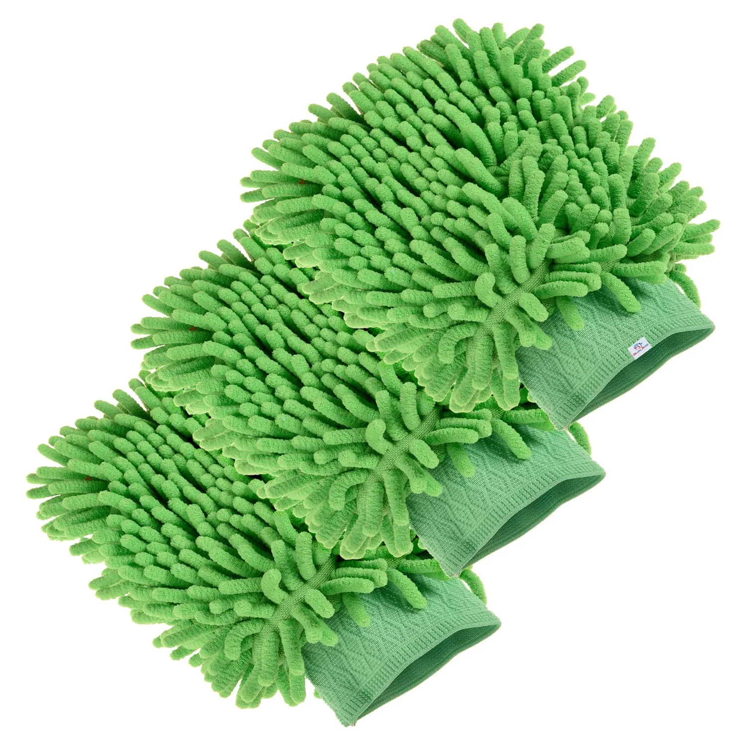 Heart Home Chenille Mitts|Microfiber Cleaning Gloves|Inside Waterproof Cloth Gloves|100 Gram Weighted Hand Duster|Chenille Gloves for Car|Glass|Pack of 3 (Green)