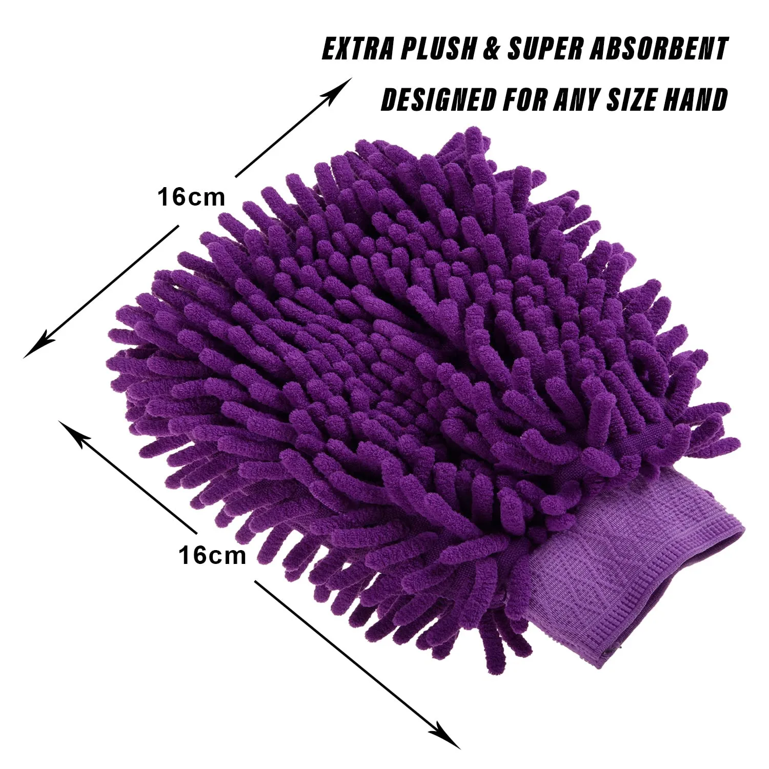 Heart Home Chenille Mitts|Microfiber Cleaning Gloves|Inside Waterproof Cloth Gloves|100 Gram Weighted Hand Duster|Chenille Gloves for Car|Glass|Pack of 3 (Purple)