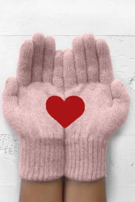 Heart Print Knitted Gloves