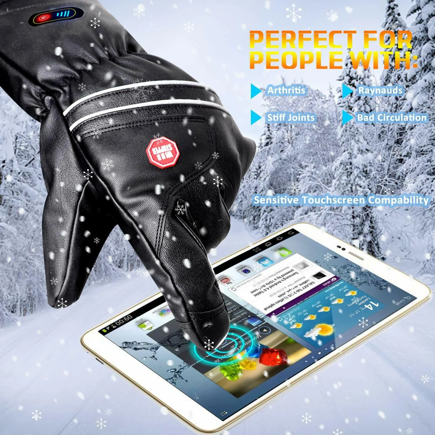 Heated Leather Gloves Rechargeable Battery ,winter Motorcycle Ski Hunting Riding