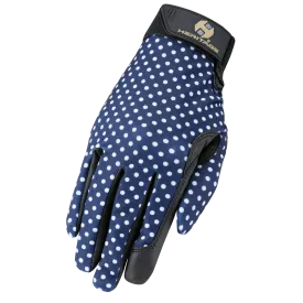 Heritage Performance Gloves Navy Polka Dots