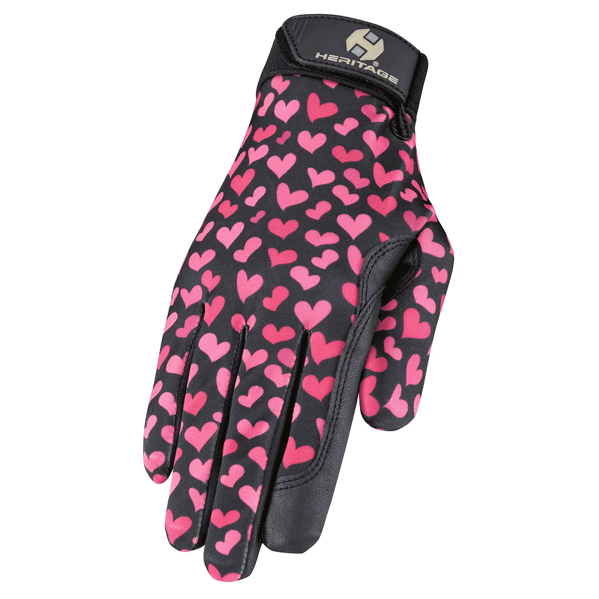 Heritage Performance Horse Riding Gloves Pink Hearts