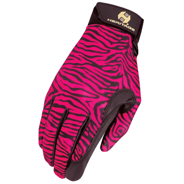 Heritage Performance Horse Riding Gloves Wild Zebra