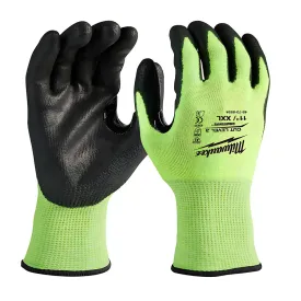 High Visibility Cut Level 3 Polyurethane Dipped Gloves - XXL