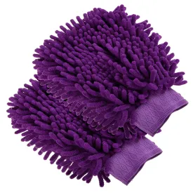 Kuber Industries Chenille Mitts|Microfiber Cleaning Gloves|Inside Waterproof Cloth Gloves|100 Gram Weighted Hand Duster|Chenille Gloves for Car|Glass|Pack of 2 (Purple)