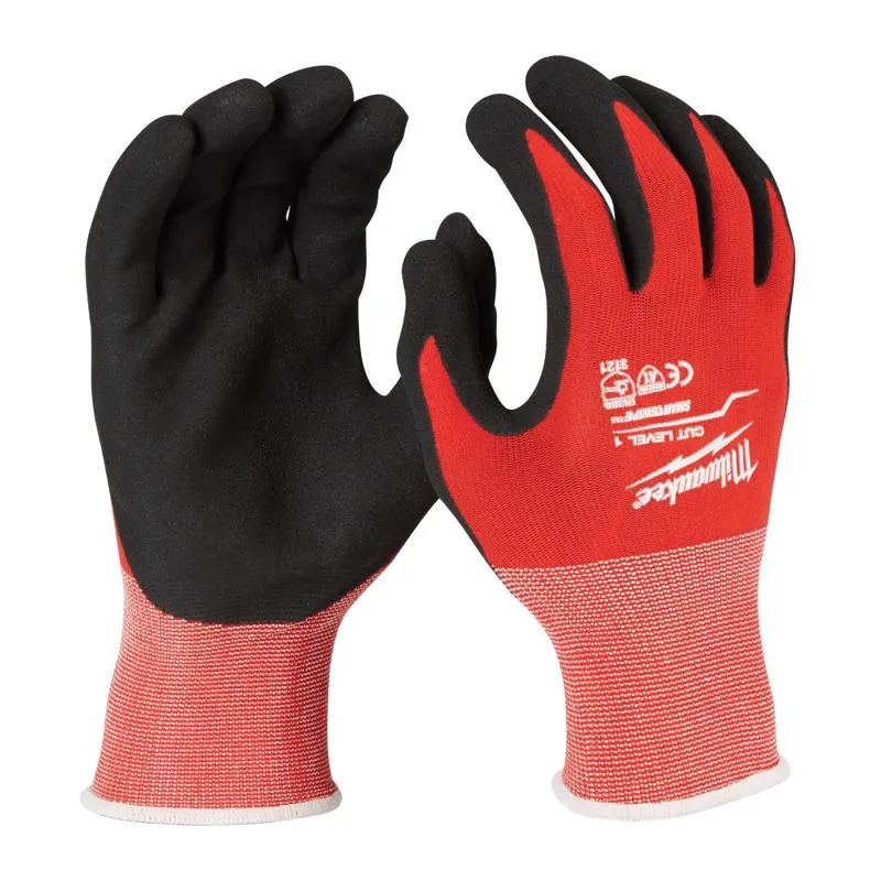 Milwaukee Cut Level 1 Cut Resistant Nitrile Dipped Gloves Red M 1 pair