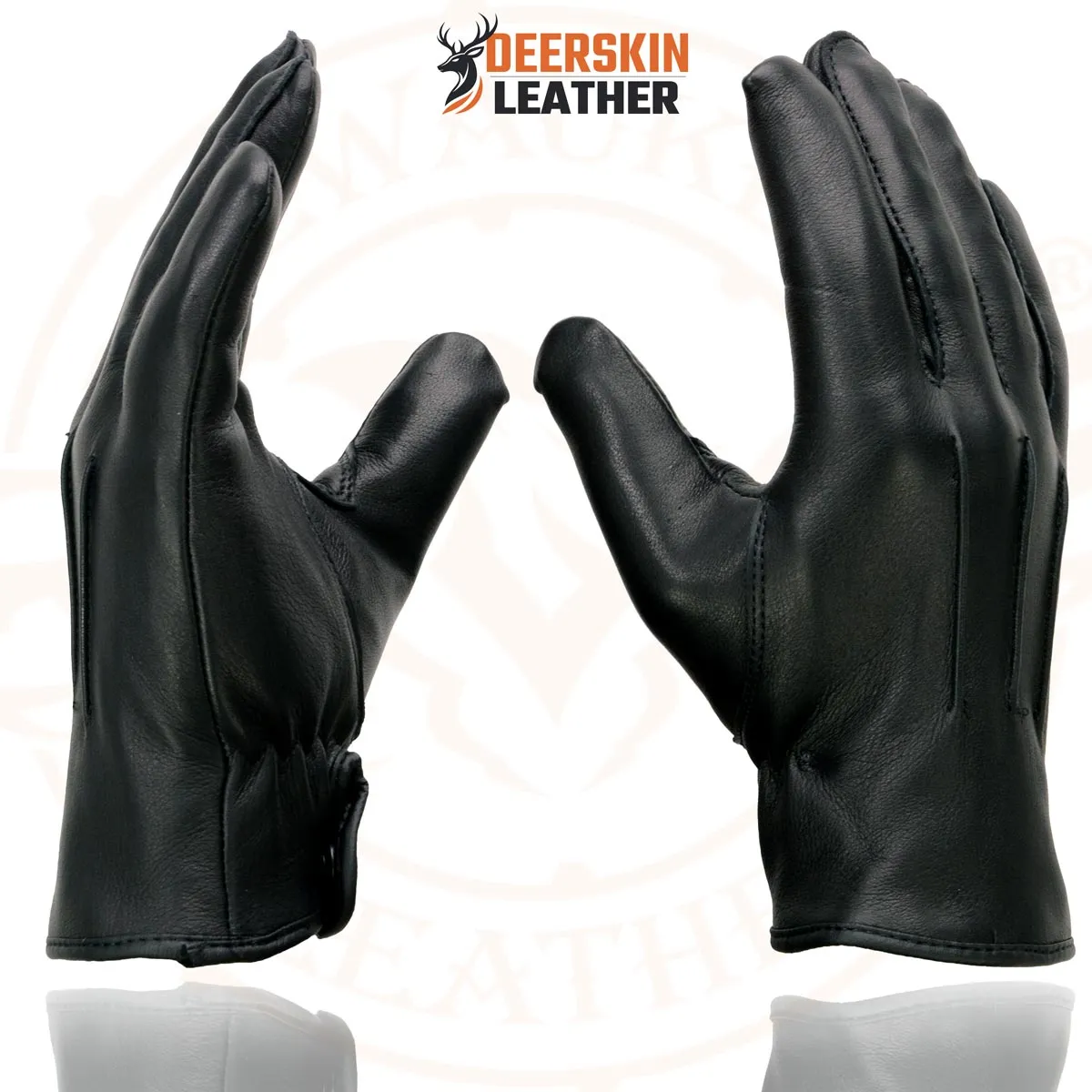 Milwaukee Leather SH875 Men's Black Thermal Lined Deerskin Motorcycle Hand Gloves W/ Snap Wrist Closure