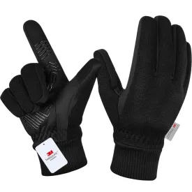 MOREOK Winter Gloves, -10°F 3M Thinsulate, Warm Cycling and Driving Gloves, Black, Size Medium