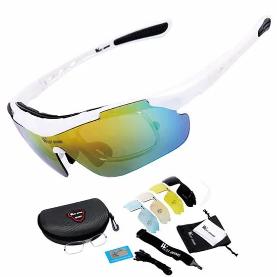 Professional Windproof and Anti-fog Polarized Cycling Sun Glasses 5 Lens