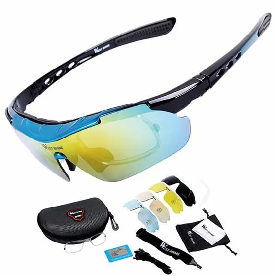 Professional Windproof and Anti-fog Polarized Cycling Sun Glasses 5 Lens