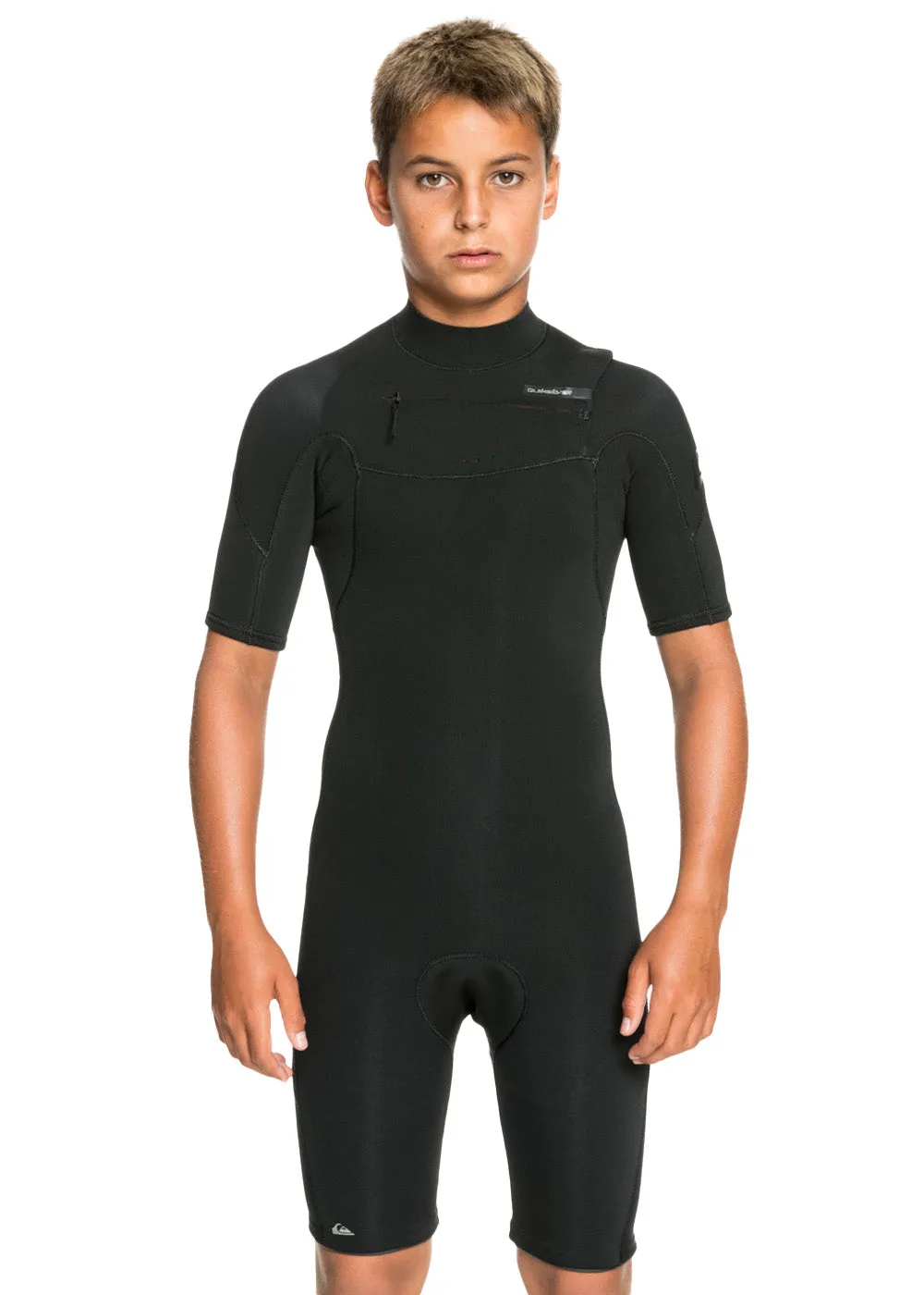 Quiksilver Boys 2/2mm Sessions Short Sleeve Chest Zip Spring Suit