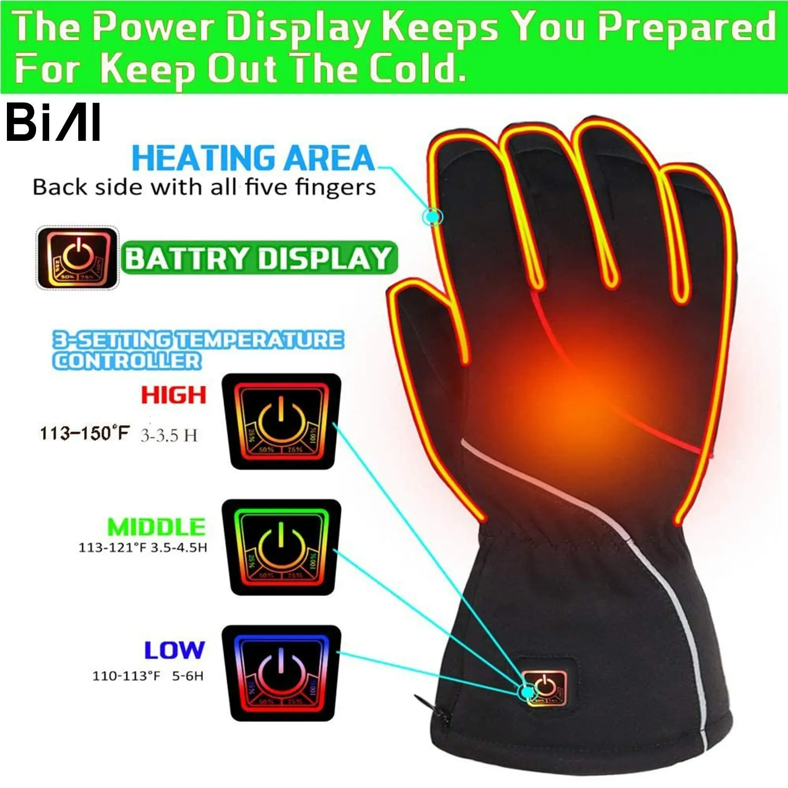 Rechargeable Heated Gloves Outdoor Thermal Insulate Cycling Hunting Hiking Ski