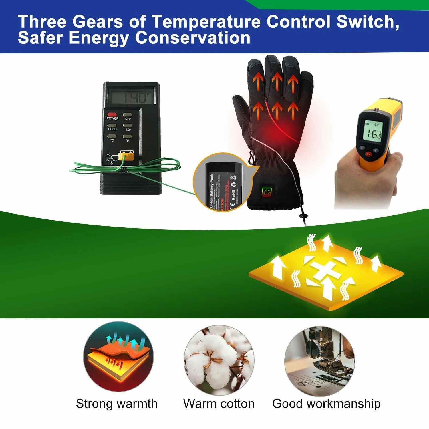 Rechargeable Heated Gloves Outdoor Thermal Insulate Cycling Hunting Hiking Ski