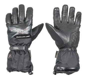 RST Thermotech Heated Leather Winter Motorcycle Touring Gloves - Black