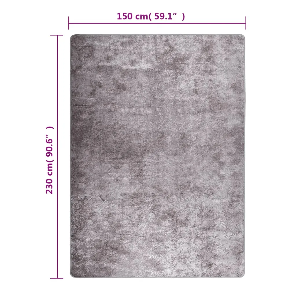 Rug Washable Grey 150x230 cm Anti Slip