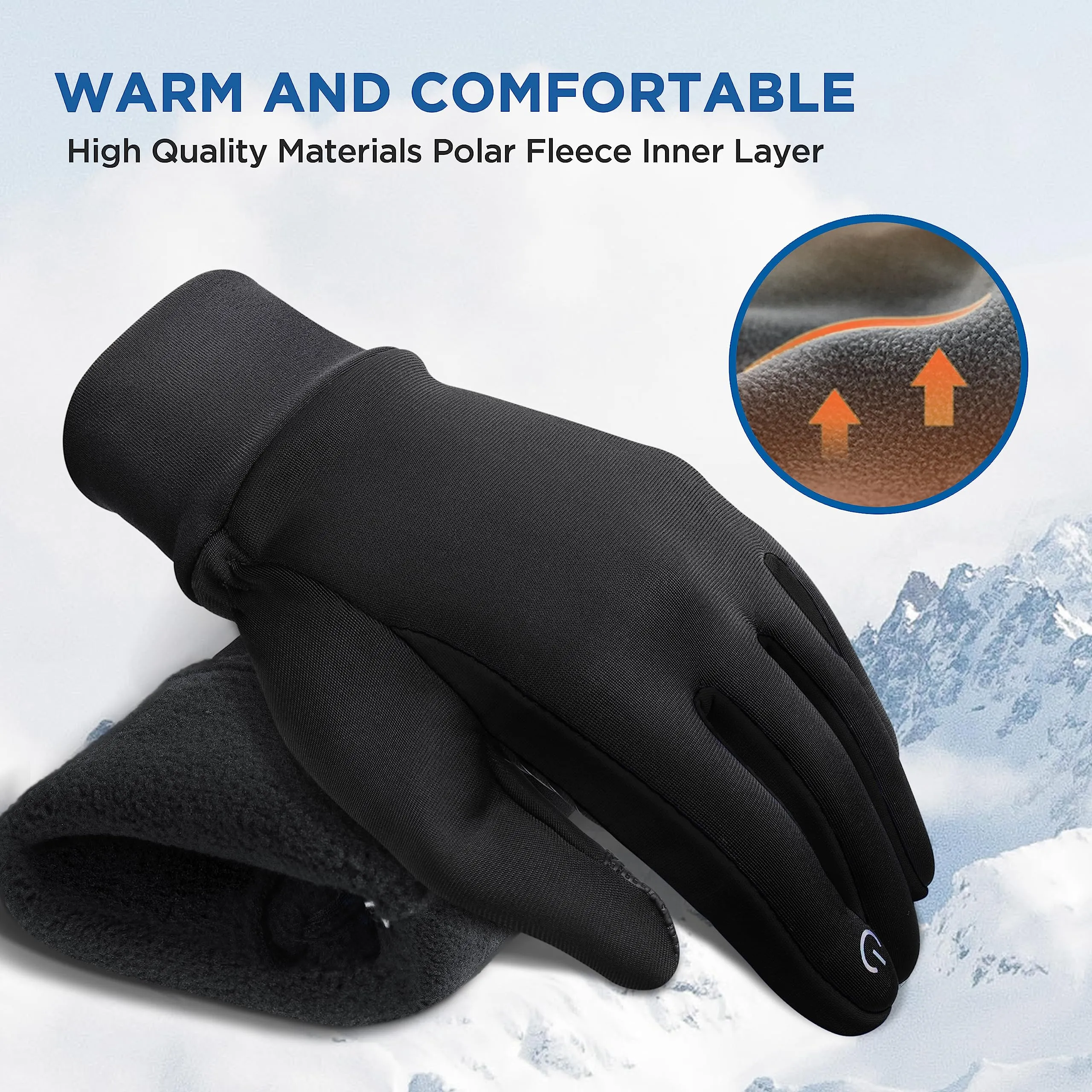 SIMARI Kids Winter Gloves with Touchscreen, Warm Thermal, Water-Resistant, Windproof for Boys Girls Toddler, Gloves for Cold Weather Running Cycling Snow Skiing Hiking Football Rugby Camping, Black