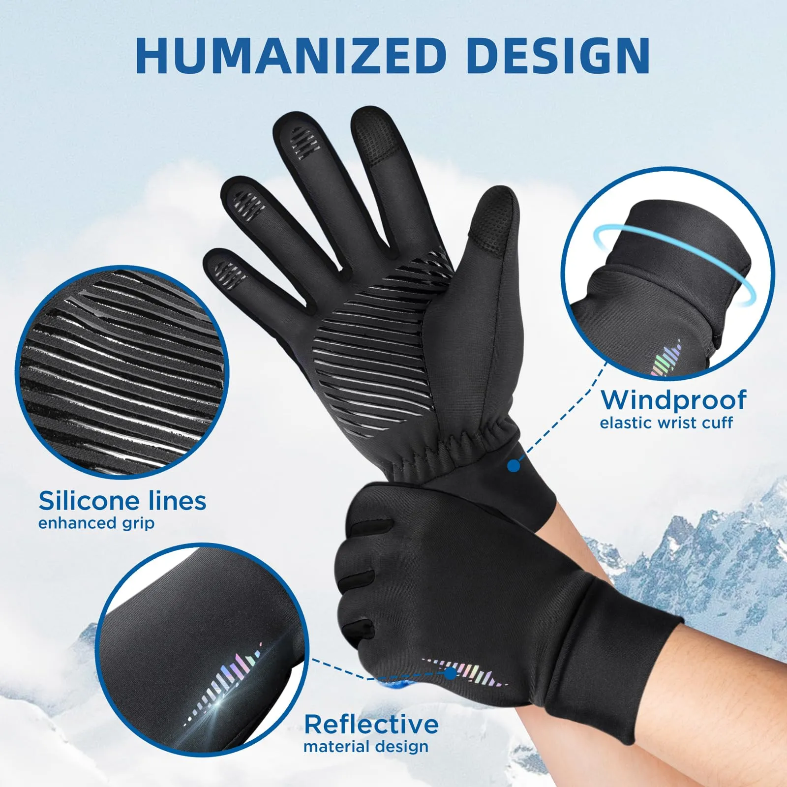 SIMARI Kids Winter Gloves with Touchscreen, Warm Thermal, Water-Resistant, Windproof for Boys Girls Toddler, Gloves for Cold Weather Running Cycling Snow Skiing Hiking Football Rugby Camping, Black