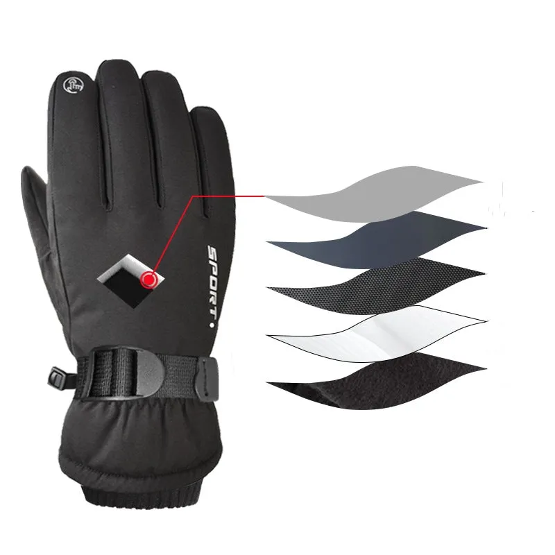 Ski Gloves Outdoor Waterproof Cold-proof Fleece Sports Warm Touch Screen Gloves