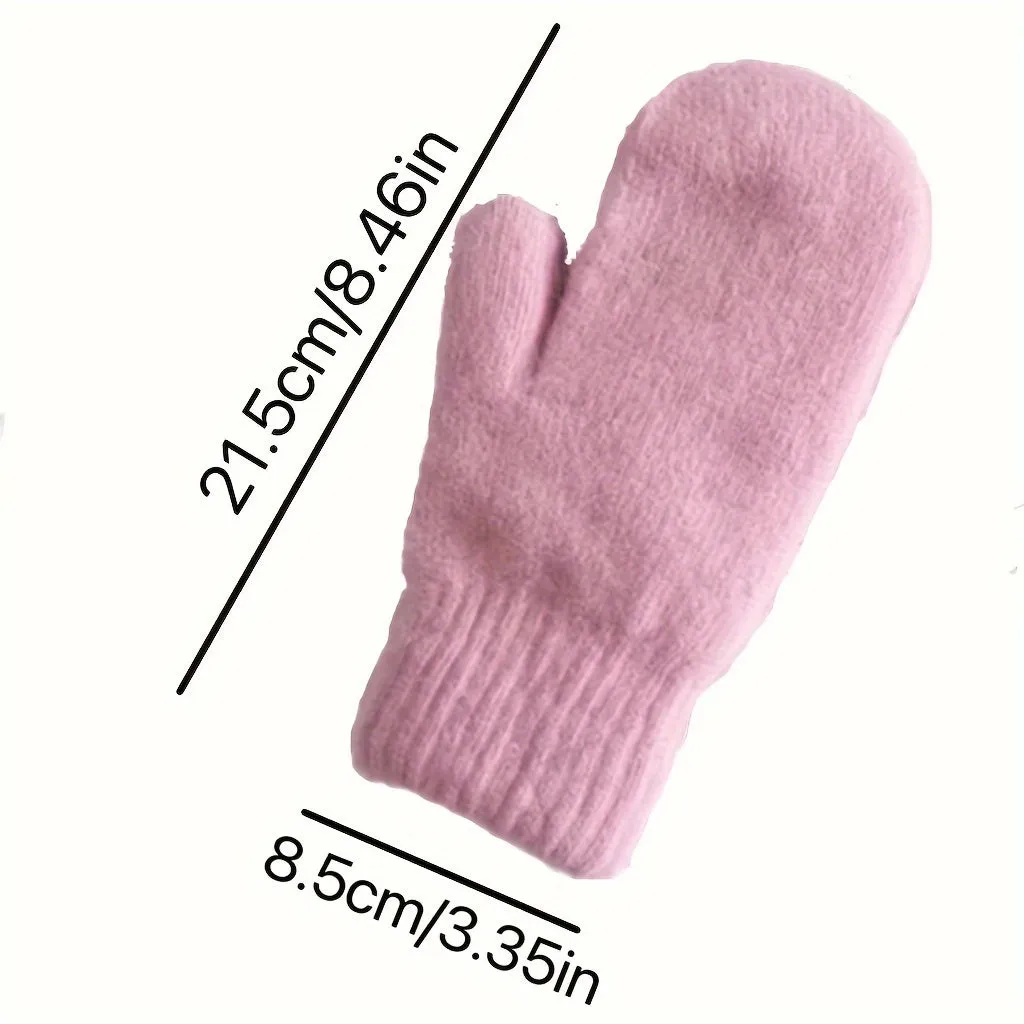 Solid Color Simple Knit Mittens Elegant Soft Plus Velvet Warm Gloves Autumn Winter Coldproof Versatile Unisex Gloves