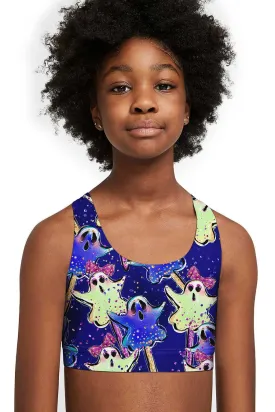 Trick or Treat Stella Blue Seamless Sports Bra Crop Top - Kids