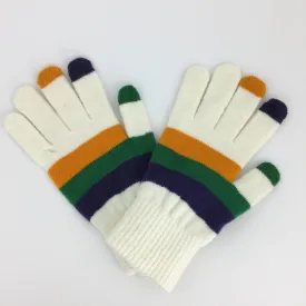 White Mardi Gras Touchscreen Gloves