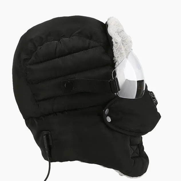 Winter Electric Heated Ski Hat - Windproof Thermal Ushanka with Fleece Lining for Extreme Cold