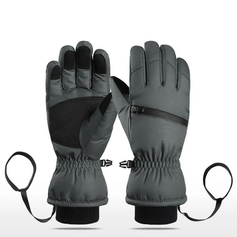 Winter Padded Zipper Pocket Ski Sports Gloves