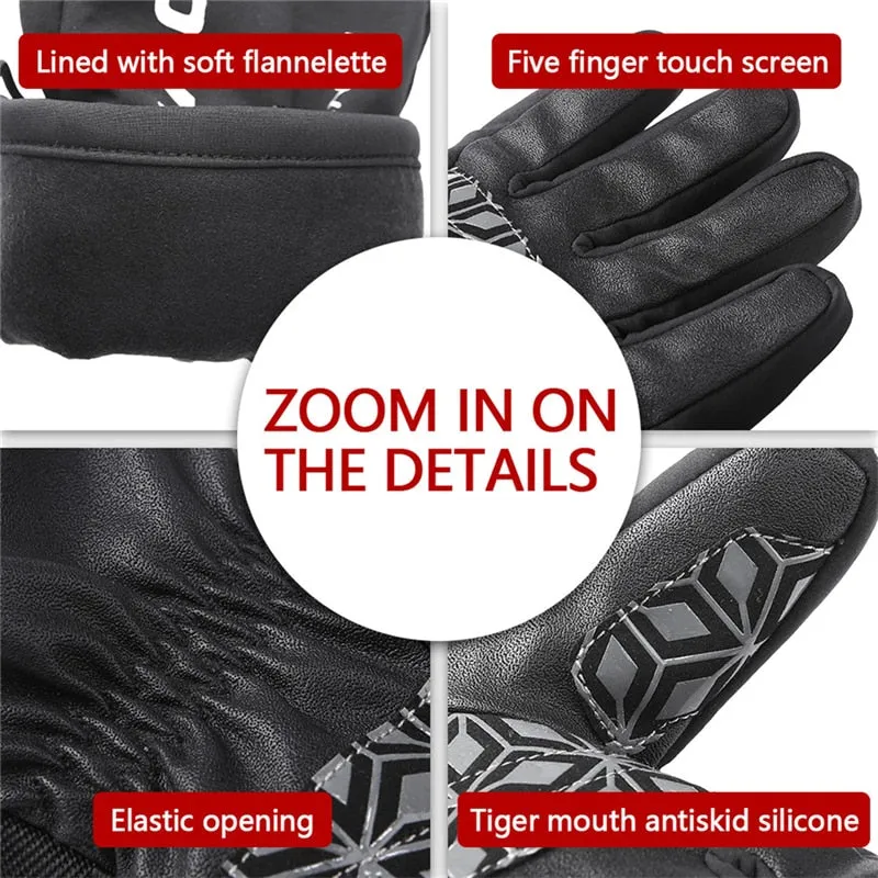 Winter Thermal Full Finger Touch Screen Cycling Gloves Reflective Windproof Warm Bike Gloves Waterproof Bicycle Glove Men Women