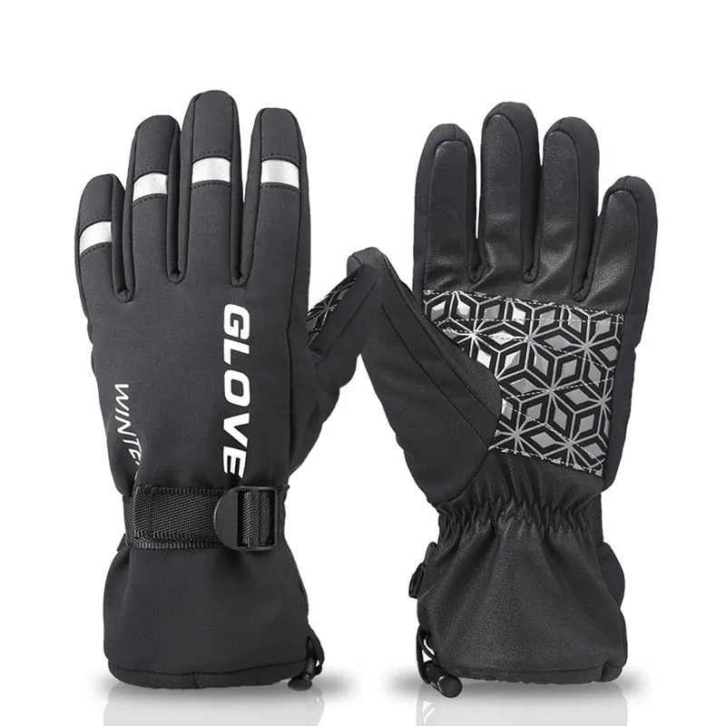 Winter Thermal Full Finger Touch Screen Cycling Gloves Reflective Windproof Warm Bike Gloves Waterproof Bicycle Glove Men Women